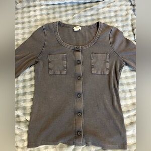 a.n.a Gray Button-Up Top